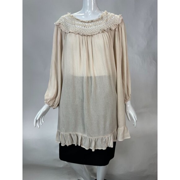 Indigo Soul Natural Rayon & Cotton Tunic With Crochet Yoke & Ruffle Hem X-Large - Picture 16 of 16